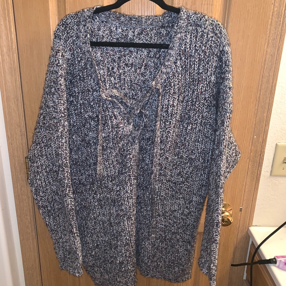 Aerie Thick Grey Sweater, Oversized Pullover